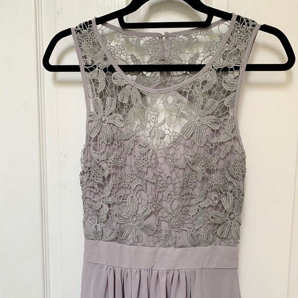SOLD - Grey/lilac Crochet Chiffon Maxi Dress - Picture 4 of 4